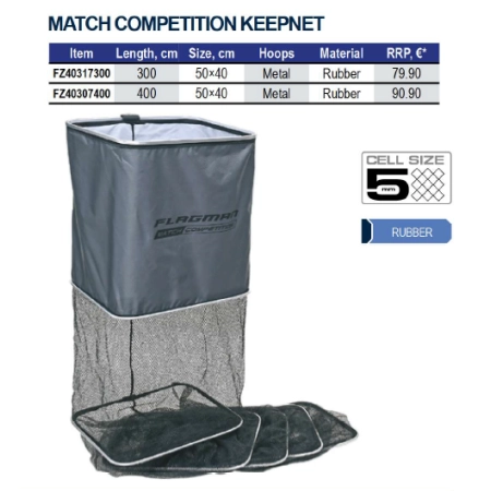 FLAGMAN KEEPNET RUBBER MESH 50x40cm 4.0m (external frame)